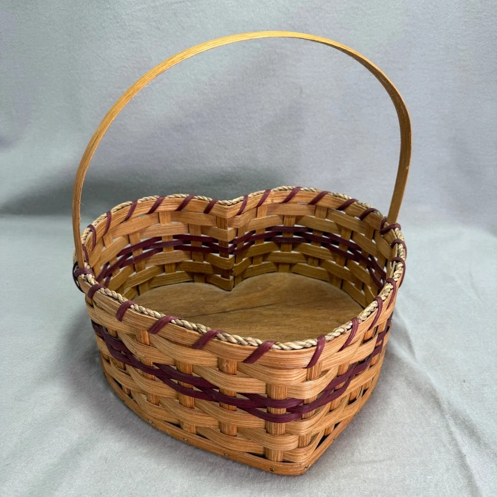 Amish Woven Heart Basket Signed John P. Hershberger Vintage Cottagecore Decor